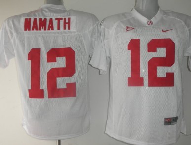 Alabama Crimson Tide #12 Namath White NCAA Jerseys,We sell and wholesale Alabama Crimson Tide #12 Namath White NCAA Jerseys on line form chian!