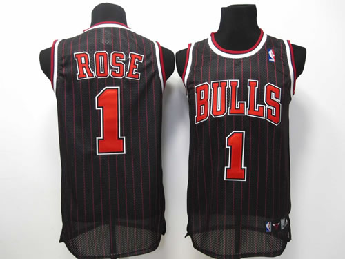 Chicago Bulls #1 Rose black red strip fans edition Jerseys,We sell and wholesale Chicago Bulls #1 Rose black red strip fans edition Jerseys on line form chian!