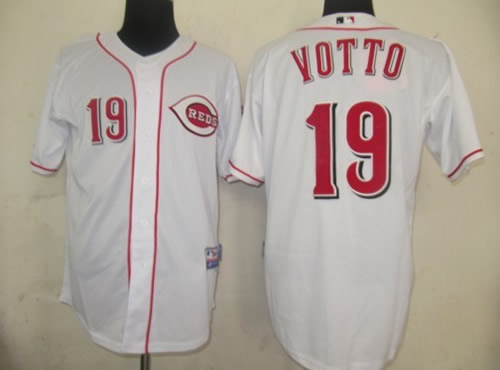 Cincinnati Reds #19 votto White Jerseys,We sell and wholesale Cincinnati Reds #19 votto White Jerseys on line form chian!