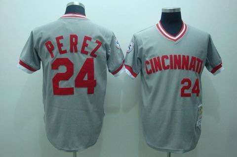 Cincinnati Reds #24 Perez m&n grey Jerseys,We sell and wholesale Cincinnati Reds #24 Perez m&n grey Jerseys on line form chian!