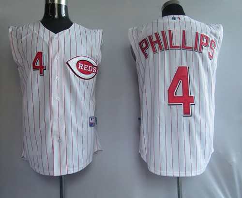 Cincinnati Reds #4 Phillips white with red pinstrip Jerseys,We sell and wholesale Cincinnati Reds #4 Phillips white with red pinstrip Jerseys on line form chian!
