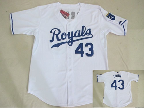 Kansas Royals #43 Crow White Jerseys,We sell and wholesale Kansas Royals #43 Crow White Jerseys on line form chian!