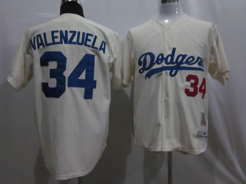 Los Angeles Dodgers #34 Valenzuela cream M&N Jerseys,We sell and wholesale Los Angeles Dodgers #34 Valenzuela cream M&N Jerseys on line form chian!