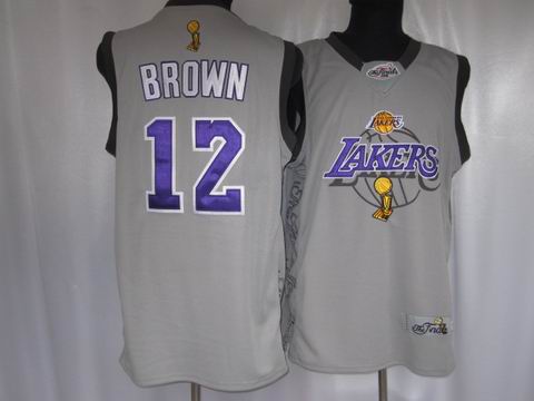 Los Angeles Lakers #12 Brown grey champions Jerseys,We sell and wholesale Los Angeles Lakers #12 Brown grey champions Jerseys on line form chian!