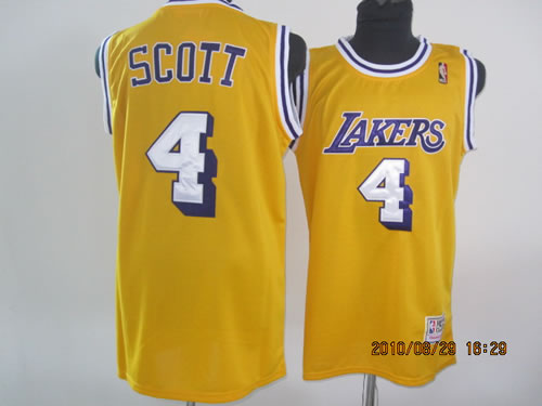 Los Angeles Lakers #4 Scott Yellow Throwback Jerseys,We sell and wholesale Los Angeles Lakers #4 Scott Yellow Throwback Jerseys on line form chian!