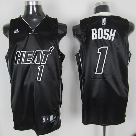 Miami Heat #1 Chris Bosh Black with White Number Jerseys,We sell and wholesale Miami Heat #1 Chris Bosh Black with White Number Jerseys on line form chian!