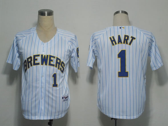 Milwaukee Brewers #1 Hart White(blue strip) Jerseys,We sell and wholesale Milwaukee Brewers #1 Hart White(blue strip) Jerseys on line form chian!
