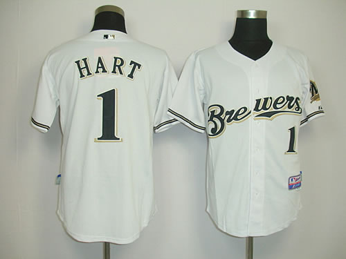 Milwaukee Brewers #1 Hart cream white Jerseys,We sell and wholesale Milwaukee Brewers #1 Hart cream white Jerseys on line form chian!