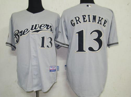 Milwaukee Brewers #13 Greinke Grey Jerseys,We sell and wholesale Milwaukee Brewers #13 Greinke Grey Jerseys on line form chian!