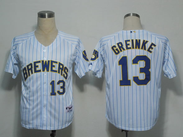 Milwaukee Brewers #13 Greinke White(blue strip) Jerseys,We sell and wholesale Milwaukee Brewers #13 Greinke White(blue strip) Jerseys on line form chian!