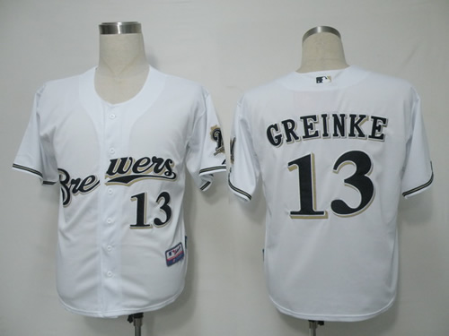 Milwaukee Brewers #13 Greinke white cool base Jerseys,We sell and wholesale Milwaukee Brewers #13 Greinke white cool base Jerseys on line form chian!