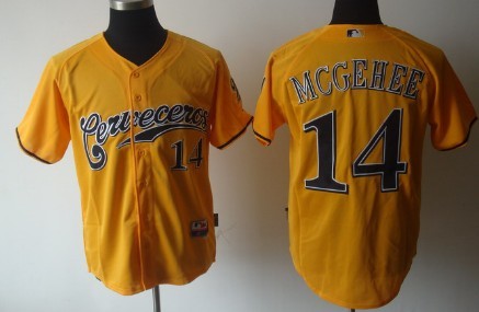 Milwaukee Brewers #14 Mcgehee Yellow Jerseys,We sell and wholesale Milwaukee Brewers #14 Mcgehee Yellow Jerseys on line form chian!