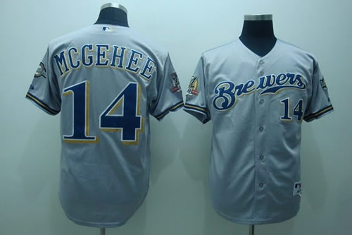 Milwaukee Brewers #14 Mcgehee gray Jerseys,We sell and wholesale Milwaukee Brewers #14 Mcgehee gray Jerseys on line form chian!
