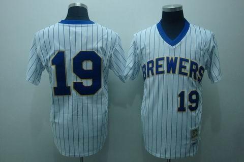 Milwaukee Brewers #19 m&n white(blue strip) Jerseys,We sell and wholesale Milwaukee Brewers #19 m&n white(blue strip) Jerseys on line form chian!