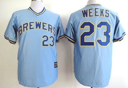 Milwaukee Brewers #23 Rickie Weeks Light Blue Throwbck Jerseys,We sell and wholesale Milwaukee Brewers #23 Rickie Weeks Light Blue Throwbck Jerseys on line form chian!