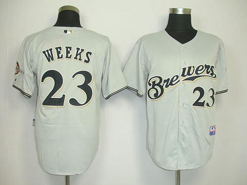 Milwaukee Brewers #23 Weeks Cream Jerseys,We sell and wholesale Milwaukee Brewers #23 Weeks Cream Jerseys on line form chian!