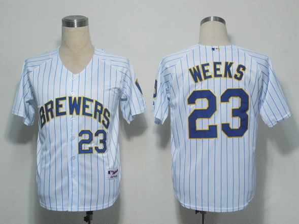 Milwaukee Brewers #23 Weeks White(blue strip) Jerseys,We sell and wholesale Milwaukee Brewers #23 Weeks White(blue strip) Jerseys on line form chian!