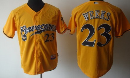 Milwaukee Brewers #23 Weeks Yellow Jerseys,We sell and wholesale Milwaukee Brewers #23 Weeks Yellow Jerseys on line form chian!