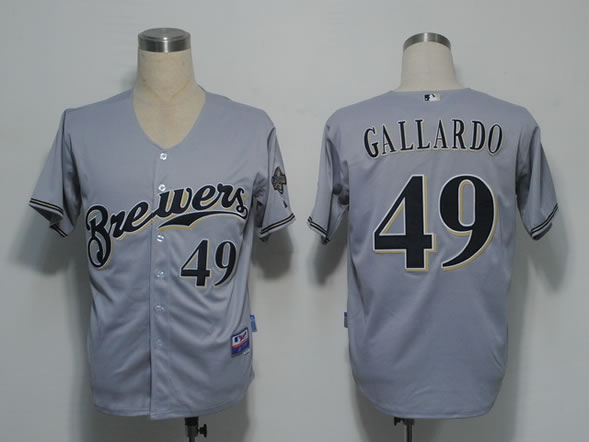 Milwaukee Brewers #49 Gallardo Grey Cool Base Jerseys,We sell and wholesale Milwaukee Brewers #49 Gallardo Grey Cool Base Jerseys on line form chian!