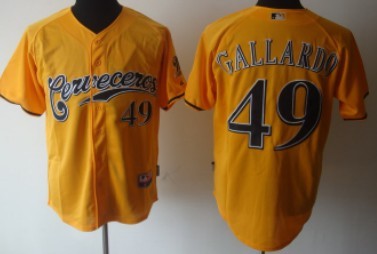 Milwaukee Brewers #49 Gallardo Yellow Jerseys,We sell and wholesale Milwaukee Brewers #49 Gallardo Yellow Jerseys on line form chian!