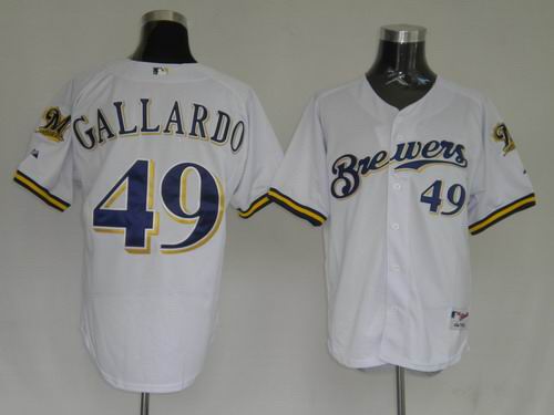 Milwaukee Brewers #49 Yovani Gallardo white Jerseys,We sell and wholesale Milwaukee Brewers #49 Yovani Gallardo white Jerseys on line form chian!