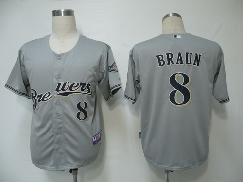 Milwaukee Brewers #8 Braun Dark Grey Cool Base Jerseys,We sell and wholesale Milwaukee Brewers #8 Braun Dark Grey Cool Base Jerseys on line form chian!
