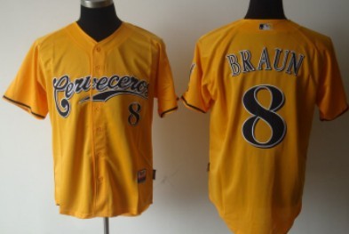 Milwaukee Brewers #8 Braun Yellow Jerseys,We sell and wholesale Milwaukee Brewers #8 Braun Yellow Jerseys on line form chian!