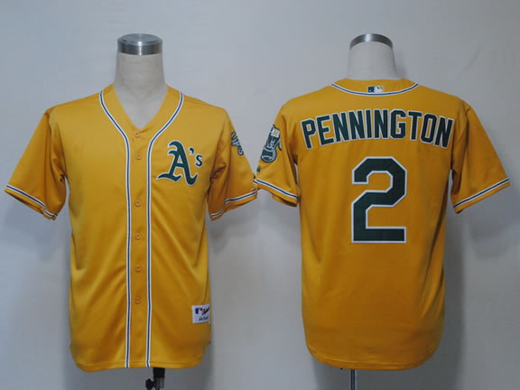 Oakland Athletics #2 Pennington Yellow Jerseys,We sell and wholesale Oakland Athletics #2 Pennington Yellow Jerseys on line form chian!