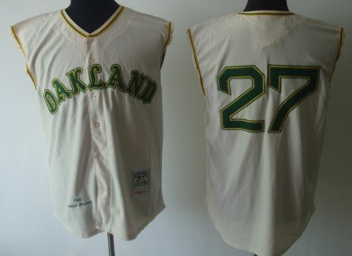 Oakland Athletics #27 Catfish Hunter 1968 Cream Throwback Jerseys,We sell and wholesale Oakland Athletics #27 Catfish Hunter 1968 Cream Throwback Jerseys on line form chian!