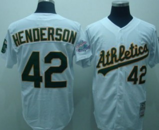 Oakland Athletics #42 Henderson White Throwback Jerseys,We sell and wholesale Oakland Athletics #42 Henderson White Throwback Jerseys on line form chian!