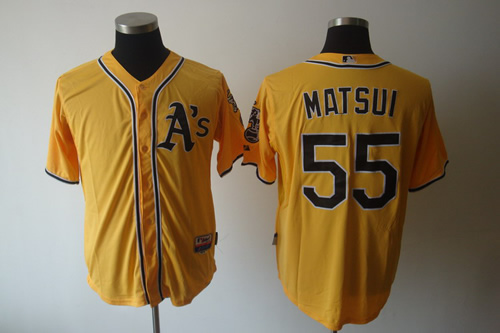 Oakland Athletics #55 Matsui Yellow Jerseys,We sell and wholesale Oakland Athletics #55 Matsui Yellow Jerseys on line form chian!