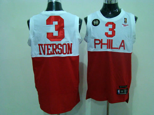 Philadelphia 76ers #3 Allen Iverson 10th White-Red Jerseys,We sell and wholesale Philadelphia 76ers #3 Allen Iverson 10th White-Red Jerseys on line form chian!