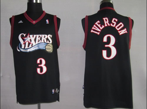Philadelphia 76ers #3 Iverson black Jersey,We sell and wholesale Philadelphia 76ers #3 Iverson black Jersey on line form chian!
