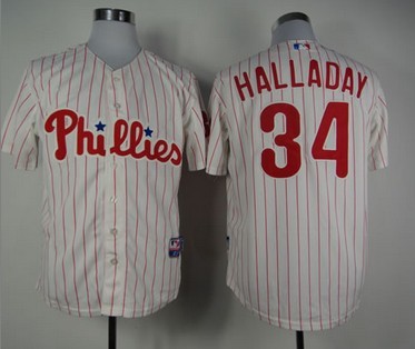 Philadelphia Phillies #34 Halladay white with red pinstripe Jerseys,We sell and wholesale Philadelphia Phillies #34 Halladay white with red pinstripe Jerseys on line form chian!