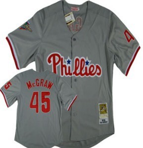 Philadelphia Phillies #45 McGraw Gray Throwback Jerseys,We sell and wholesale Philadelphia Phillies #45 McGraw Gray Throwback Jerseys on line form chian!