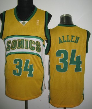 Seattle Supersonics #34 Ray Allen Yellow Swingman Jerseys,We sell and wholesale Seattle Supersonics #34 Ray Allen Yellow Swingman Jerseys on line form chian!