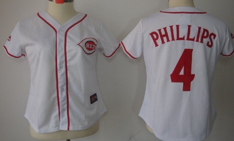 Womens Cincinnati Reds 4 Brandon Phillips White With Red Jerseys,We sell and wholesale Womens Cincinnati Reds 4 Brandon Phillips White With Red Jerseys on line form chian!