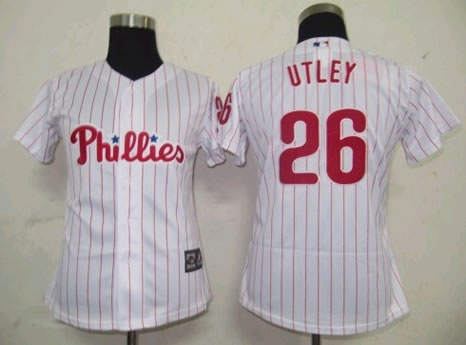 Womens Phillies #26 Utley white Red strip Jerseys,We sell and wholesale Womens Phillies #26 Utley white Red strip Jerseys on line form chian!
