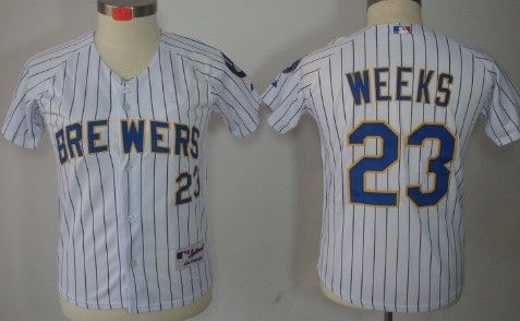 Youth Milwaukee Brewers #23 Rickie Weeks White Pinstripe Jerseys,We sell and wholesale Youth Milwaukee Brewers #23 Rickie Weeks White Pinstripe Jerseys on line form chian!