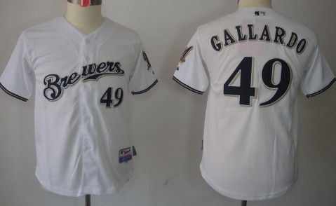 Youth Milwaukee Brewers #49 Yovani Gallardo White Jerseys,We sell and wholesale Youth Milwaukee Brewers #49 Yovani Gallardo White Jerseys on line form chian!