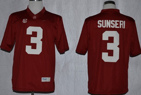Alabama Crimson Tide #3 Vinnie Sunseri Red Jerseys,We sell and wholesale Alabama Crimson Tide #3 Vinnie Sunseri Red Jerseys on line form chian!