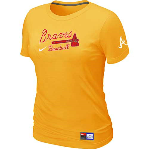Atlanta Braves Nike Women's Yellow Short Sleeve Practice T-Shirt,We sell and wholesale Atlanta Braves Nike Women's Yellow Short Sleeve Practice T-Shirt on line form chian!