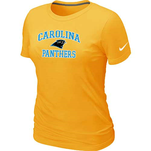 Carolina Panthers Women's Heart & Soul Yellow T-Shirt,We sell and wholesale Carolina Panthers Women's Heart & Soul Yellow T-Shirt on line form chian!