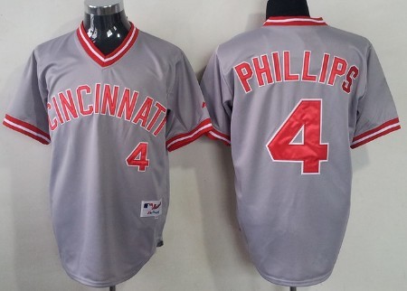 Cincinnati Reds #4 Brandon Phillips Gray Pullover Jerseys,We sell and wholesale Cincinnati Reds #4 Brandon Phillips Gray Pullover Jerseys on line form chian!