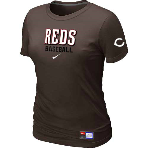 Cincinnati Reds Nike Women's Brown Short Sleeve Practice T-Shirt,We sell and wholesale Cincinnati Reds Nike Women's Brown Short Sleeve Practice T-Shirt on line form chian!