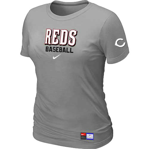 Cincinnati Reds Nike Women's L.Grey Short Sleeve Practice T-Shirt,We sell and wholesale Cincinnati Reds Nike Women's L.Grey Short Sleeve Practice T-Shirt on line form chian!