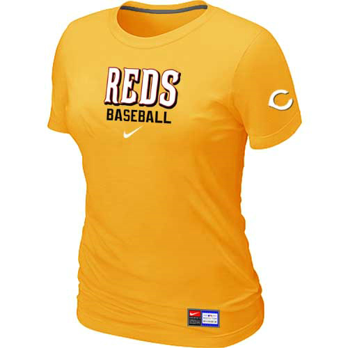 Cincinnati Reds Nike Women's Yellow Short Sleeve Practice T-Shirt,We sell and wholesale Cincinnati Reds Nike Women's Yellow Short Sleeve Practice T-Shirt on line form chian!