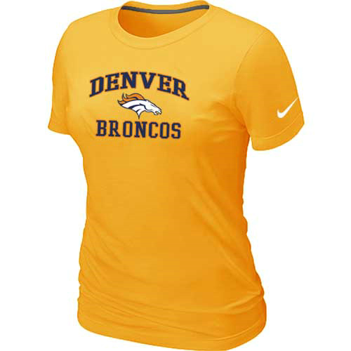 Denver Broncos Women's Heart & Soul Yellow T-Shirt,We sell and wholesale Denver Broncos Women's Heart & Soul Yellow T-Shirt on line form chian!