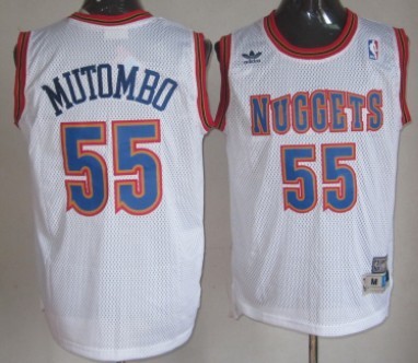 Denver Nuggets #55 Dikembe Mutombo White Throwback Swingman Jerseys,We sell and wholesale Denver Nuggets #55 Dikembe Mutombo White Throwback Swingman Jerseys on line form chian!