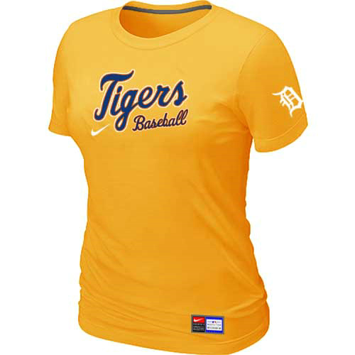 Detroit Tigers Nike Women's Yellow Short Sleeve Practice T-Shirt,We sell and wholesale Detroit Tigers Nike Women's Yellow Short Sleeve Practice T-Shirt on line form chian!
